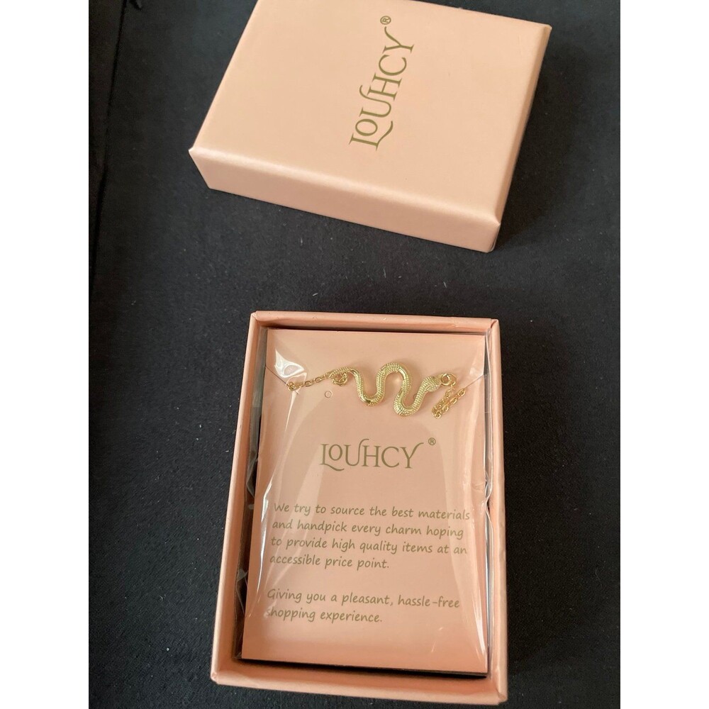 LOUHCY Snake Charm Necklace Gold New